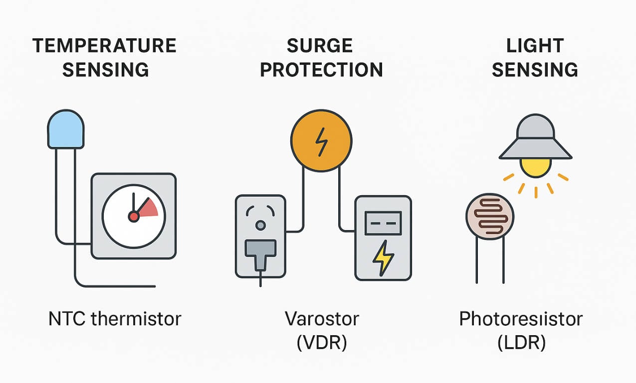 Special purpose resistors: thermistors, varistors, and photoresistors