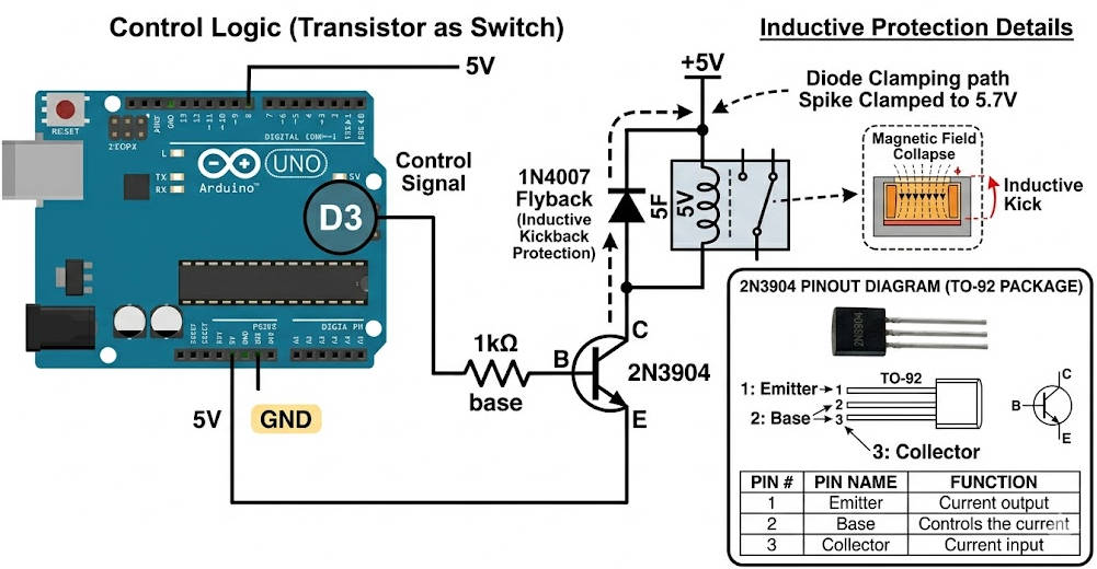 2N3904 Transistor Guide: Pinout, Datasheet, Equivalent, and Circuit ...