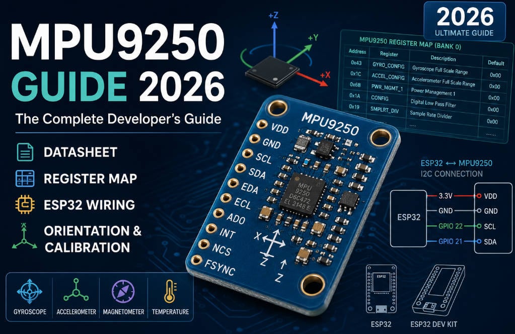 Mpu9250 Raspberry Pi MPU9250 Guide 2026: Datasheet, Register Map, Calibration & ESP32 Wiring