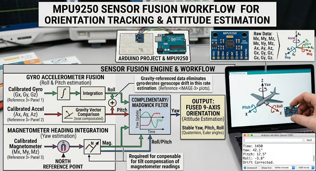 MPU9250 Guide 2026: Datasheet, Register Map, Calibration & ESP32