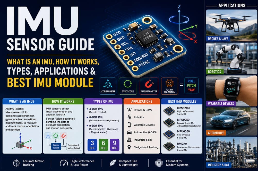 IMU Sensor Guide 2026: How It Works, Types, Arduino & ESP32