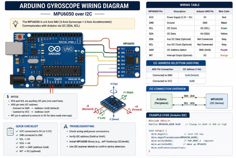 Gyroscope Guide 2026: Working Principle, MEMS Sensor, Arduino, ESP32