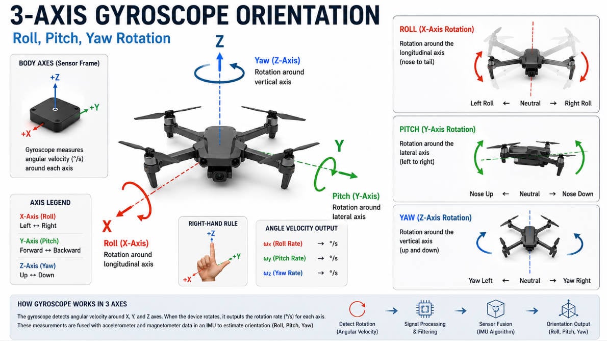 Gyroscope Guide 2026: Working Principle, MEMS Sensor, Arduino, ESP32