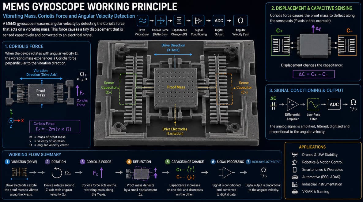 Gyroscope Guide 2026: Working Principle, MEMS Sensor, Arduino, ESP32